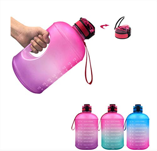 1 Gallone Motivierende Wasserflasche Mit Zeitstempel Und Strohhalm, 128 Unzen Bpa-freie Auslaufsichere Wasserflasche, Geeignet Für Fitness, Sport, Fitness Und Laufen 3.78L Rosa lila Farbverlauf