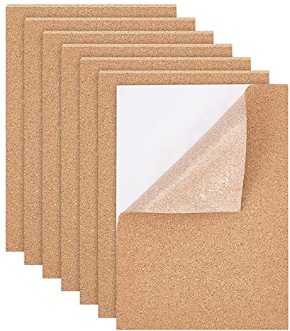 BENECREAT 6Pcs A4 Selbstklebende Korkplatten, 3mm Dick Rechteck Untersetzer Kork Backing Sheets Für Die Wanddekoration, Party 30x21cm