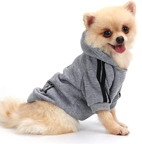 QiCheng & LYS Manteau Chiot Polaire,Chien Vetement Hiver, Pull Petit Chien (Gris, Small)