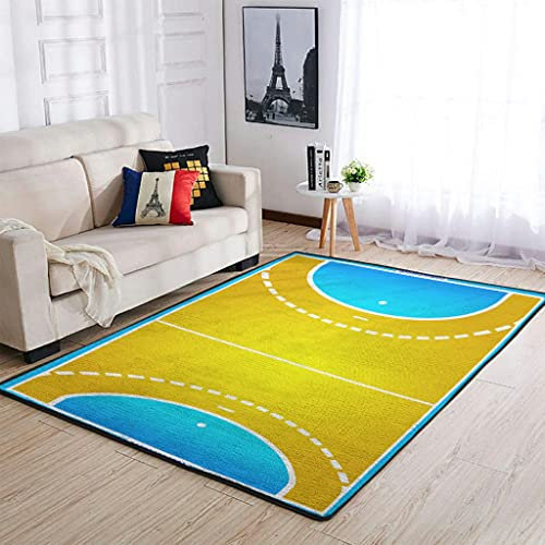Handballplatz Moderner Teppich Wohnzimmerteppich RutschfestTeppiche für Wohnzimmer/Kinderzimmer/Schlafzimmer/Esszimmer Outdoor Carpet Super Soft Tepich Auslegware White 122x183cm