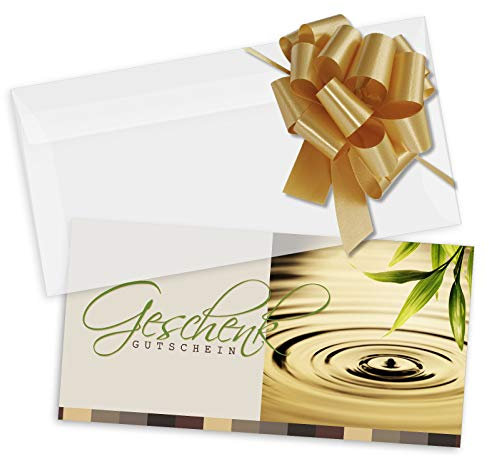 GESCHENKGUTSCHEINcom by POS-HAUER. Gutschein-Set. 50x Gutschein + Kuvert + Schleife. Für Kosmetiksalon Wellness Massageinstitute, blanko zum selber Ausfüllen.
