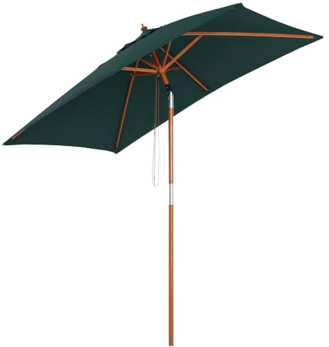 Outsunny Sonnenschirm Knickbarer 3 stufig 200 x 150 x 235 cm | Einstellbar, Rechteckig, Gartenschirm, Strandschirm, Wasserabweisend und UV-beständig, für Strand Balkon Terrasse Garten