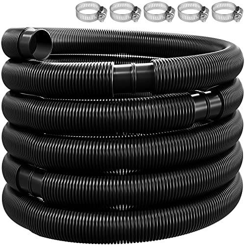 KESSER® Poolschlauch 14m / Ø 38mm | Schwimmbadschlauch mit Muffen | Solarschlauch für Pool | Saugschlauch | Pumpenschlauch | Flexibler Wasserschlauch inkl. Schlauchschellen & -verbindung | Schwarz