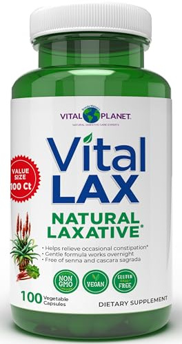 Vital Planet - Vital Lax Natural Laxative Cleanse Supplement for Occasional Constipation, with Magnesium Hydroxide, Slippery Elm, Aloe, and Triphala to Support Bowel Regularity 100 Capsules