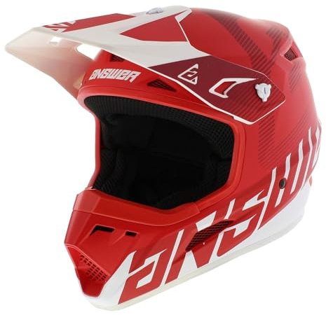 Answer AR1 V2 Casco de Motocross Bold Rojo Mate Blanco (L)