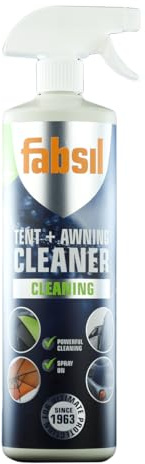 Fabsil Limpiador de tiendas de campaña y toldos | 1 litro | Potente limpiador a base de agua para todas las tiendas de campaña y toldos