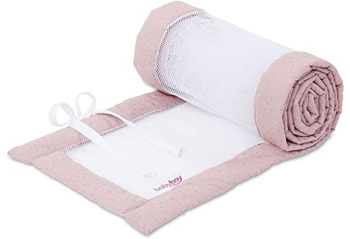 babybay Nestchen Mesh Royal passend für Modell Maxi, Boxspring, Comfort und Comfort Plus, rosé Glitzerpunkte gold