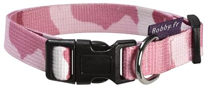 Bobby Camouflage - Collare per Cani di Taglia M Girocollo 32-52 cm, Resistente e Regolabile, con Chiusura a Fibbia di Sicurezza, Colore Mimetico Rosa