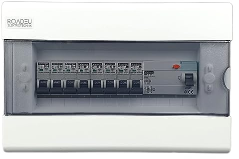 RoadEu - Leitungsschutzschalter - Set Fi Schutzschalter 40A 4P typ A/AC - 8x B 16A Sicherungsautomat in einem Aufputz Verteilerkasten - Sicherungskasten Aufputz