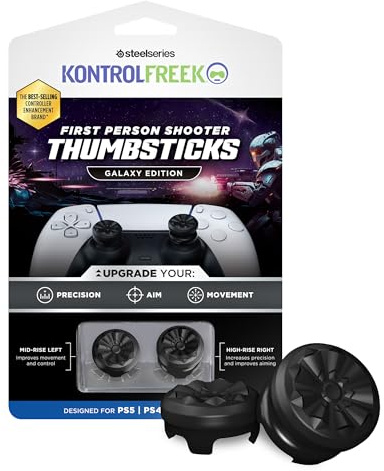 KontrolFreek FPS Freek Galaxy Black für PlayStation 4 (PS4) und PlayStation 5 (PS5) - Performance Thumbsticks - 1 High-Rise, 1 Mid-Rise - Schwarz