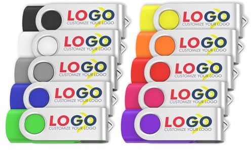 ABLAZE Lot de 20 Clé USB Personnalisable 1 go 2 go 4 go 8go 16 go 32 go USB | 2.0 avec Votre Logo, Texte - 10 Couleurs au Choix