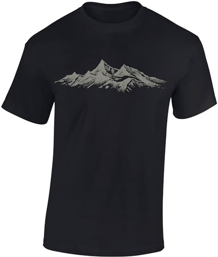 Baddery Wander T-Shirt Herren - „Alpengipfel“ | Shirt für Wanderer & Bergsteiger mit Berg-Motiv