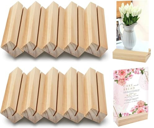 Farnirvana 10 Pezzi portacarte in legno, segnaposto in legno di faggio, Porta Menu da Tavolo, Portacarte di Posizione, per Ristoranti Matrimoni Banchetti Feste Celebrazioni