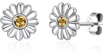 Philip Jones Sterling Silver Daisy Earrings Created with Zircondia® Crystals