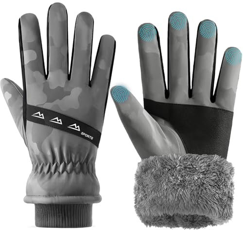 Handschuhe Herren Damen, Winter Warm Winterhandschuhe Touchscreen Handschuhe Verdicktes Fleece Winddicht Wasserdicht Rutschfest Sporthandschuhe Skihandschuhe für Radfahren, Laufen, Skifahren, Wandern