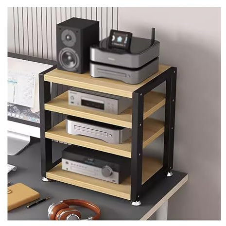 3/4-stufiger Kleiner Sound-Lautsprecherständer, Stereo-Medienkomponentenschrank für Heimkino, Audio-Video-Plattenspieler-Player-Rack-Tower, Spielekonsole, TV-Verstärkerständer, Aufbewahrungs
