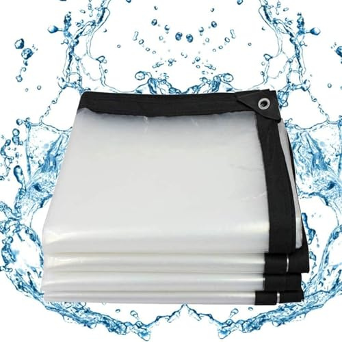BKOOKYY Lona Impermeable 7x3, Lonas Transparente con Ojales, Toldo para Exteriores, PE Plegable Resistente a La Intemperie, para Rain Flower Plant Hojas Cubiertas