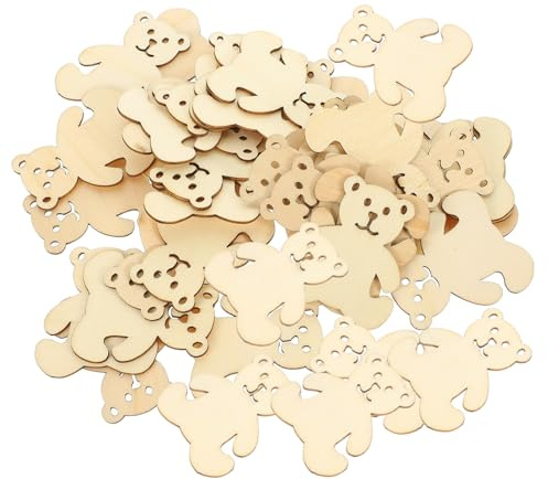 Bärenholzform Holzornamente 40 Stück, Unbehandelte Holzstücke | Bastel Holz, Selbstgemacht Bastelarbeiten, Beige, Sicher, für Kinder