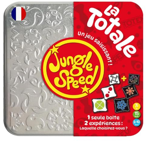 Asmodee - JUNGLE SPEED: La Totale - Kort och humörspel för vuxna och barn från 7 år - snabbhet och observation brädspel - metalllåda - 2 till 10 spelare - 15 min - på svenska