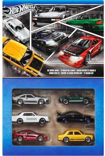 Hot Wheels 1:64 Scale Die-Cast Toy Cars, Set of 6 Japanese Vehicles with Elevated Deco (Styles May Vary), JBY77