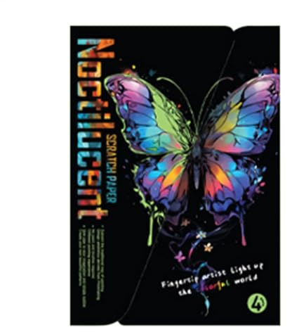 LearnLyrics Kratzmalpapier in Regenbogenfarben, Kunstpapier zum Kratzen für Erwachsene | Kratzmalpapier für diejenigen, die im Dunkeln leuchten, A4 – Kunstpapier zum Kratzen und Skizzieren