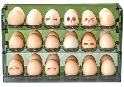 Egg Organiser for Fridge, Egg Storage Box, Fridge Side Door Egg Rack Holder, Organise and Storage, Multi-layer Inverted Egg Box, Worktop, Kitchen Organiser, Place