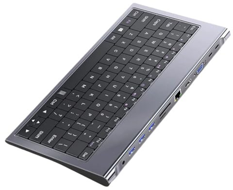 Juqoyue 11 in 1 Tastiera USB C Docking Station con 100 W PD, 4K, VGA, Ethernet, Lettore di Schede, USB 3.0, Aux USB C HUB per Laptop