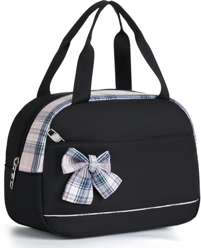 LIGUL Lunch Bag for Women Men Cute Tote Bags Reusable Insulated Beach Box Case Large Capacity Cooler Purse for Work Picnic Travel Office Camping Handbag School Bookbag for Girls,Teen (Black, Small)