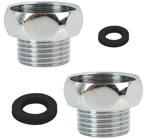 2 PCS Brauseschlauch Reduzierstück, Reduzierstück G3,4 Innengewinde auf G1,2 Außengewinde, Robuster Metall Adapter 3,4 Zoll auf 1,2 Zoll, Wasseranschluss für Duschschlauch, Haushalt, Badezimmer, Chrom
