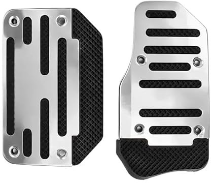 Bremse Pedalauflagen 2 Stücke Universal Aluminium Automatische Übertragung Auto Fuß Gas Blau Pedal Set Rot Silber Abdeckung Rutschfeste Pedale Kraftstoff Bremse FuàŸ pedale(Silver)