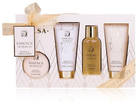 Accentra Badset SALSA ESSENCE OF BEAUTY för kvinnor, gel, lotion, handkräm, badbomb, apelsin- och citronblommadoft, presentförpackning, lyx för kvinnor