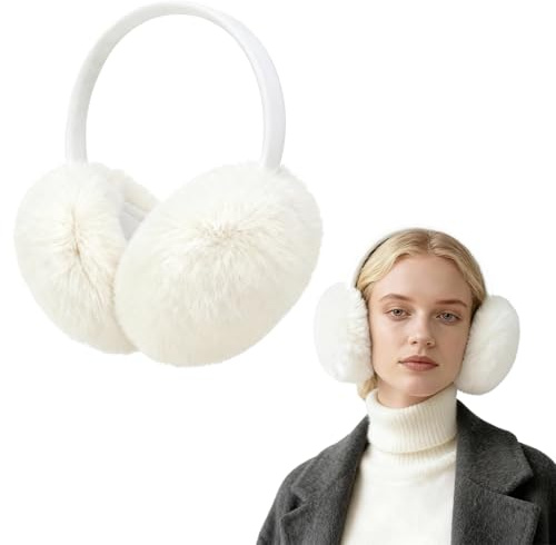 LXONTSG Mjuka öronmuffs, 1 st varma plyschöronmuffar, vinteröronmuffs för kvinnor, öronmuffs varm hopfällbar, öronvärmare för män kvinnor, för vinterresor, cykling och sport, Vit, Taglia unica