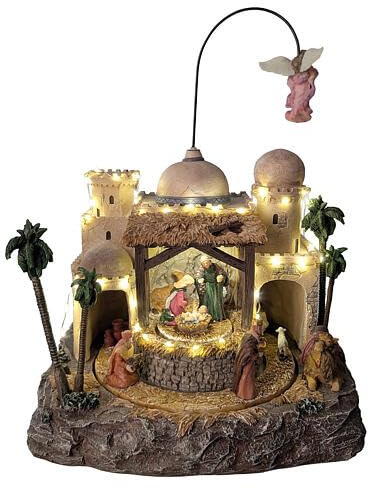 Holyart Villaggi Natalizi: Villaggio Natalizio illuminato Natività Angelo contrasformatore 35x25x40 cm