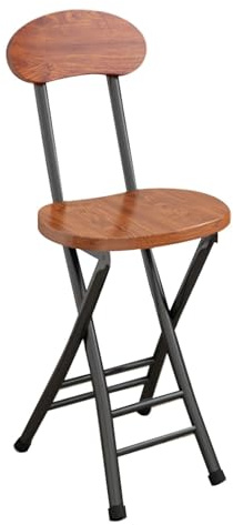Tabouret de bar pliable portable de 45,7 cm avec dossier rond pour adultes, idéal pour le camping, la cuisine et une utilisation en extérieur (couleur noyer)