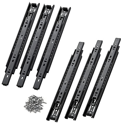 Lot de 6 glissières de tiroir à 3 plis à extension complète – Glissières de tiroir à roulement à billes, charge de 45 kg, pour tiroirs d'armoire/d'armoire, bureau d'ordinateur, clavier