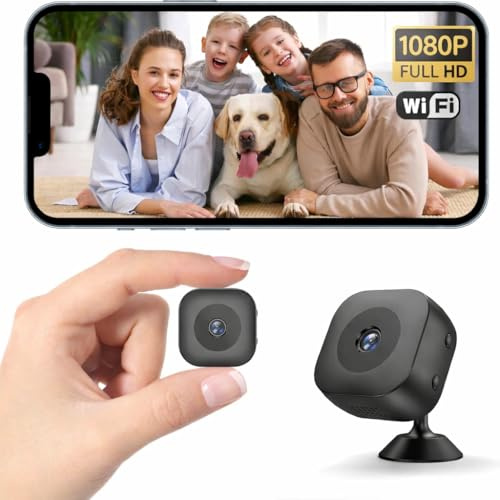 Mini Telecamera Wi-Fi con Controllo via APP, Telecamera di Sicurezza Interna 1080p, Mini Camera Full HD, Wifi Cam Telecamera Wireless,Visione Notturna, Tracciamento del Movimento, Audio Bidirezionale