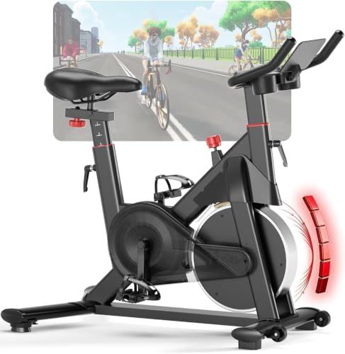 Superun Vélo d'Appartement avec 32 Niveaux de Résistance, Vélo d'Exercice avec APP, Charge Maximale de 136 kg, pour le Bureau ou la Maison