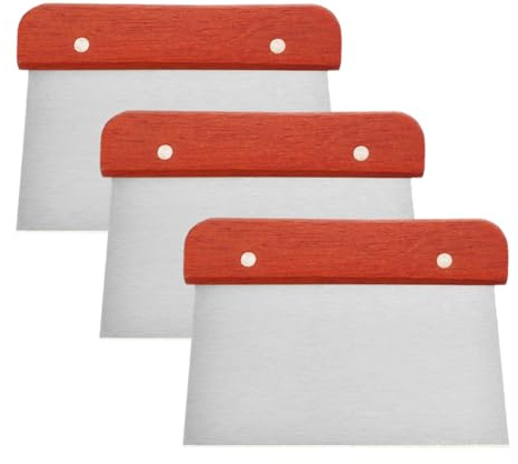 COACOM 3 Pezzi Tagliapasta con Manico in Legno Rosso, Spatola da Cucina, Adatta per Pasta, Pasticceria, Crema Levie, Pizza.