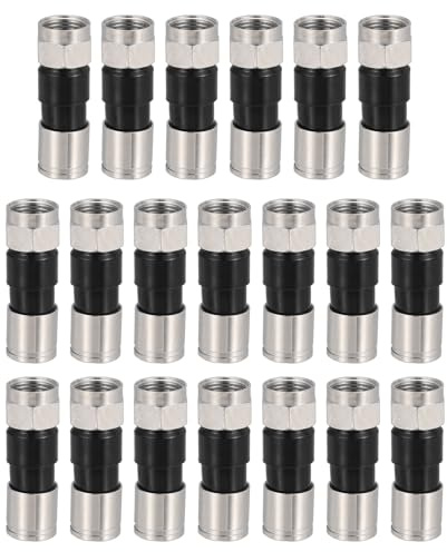 QUARKZMAN 20 Pcs Conectores De Compresión Para Cable Coaxial Tipo F, Conector Coaxial Macho RG59 De Cobre De 75 Ohm Con Junta Tórica Estanca Para Antenas De Televisión Por Cable