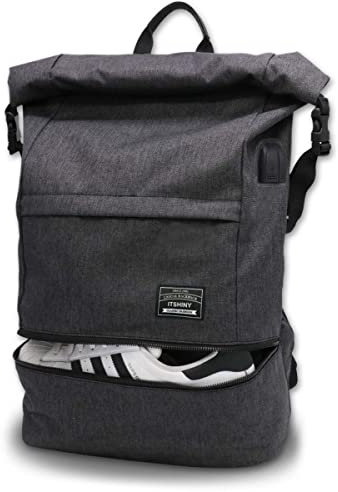 ITSHINY Mochila portátil, Mochilas Escolares, Macuto de Viaje Bolsa de antirrobo Roll Top Bolsa Escolar Mochila Casual de día Ligera y Resistente al Agua para Hombre Mujeres hasta 15,6 Pulgadas