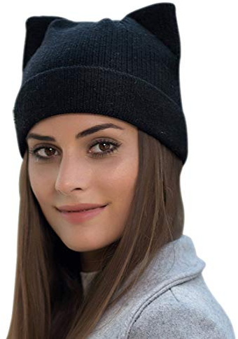 Yixda Damen Winter Strickmütze Warme Mode Beanie Mütze Katze Ohr Mütze