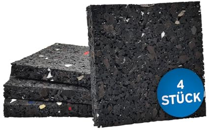 Vibration Damper Pads for Washing Machines, Dryers, Speakers - Rubber Mat Base Made From Rubber Granulate, Non-Slip Mats, Washing Machine Mat, Rubber Pads, Pack of 4, Made in Germany