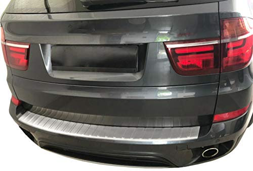 phil trade Matte stainless steel loading sill protector compatible with X5 E70, year of manufacture 2006-2013, with folded edges