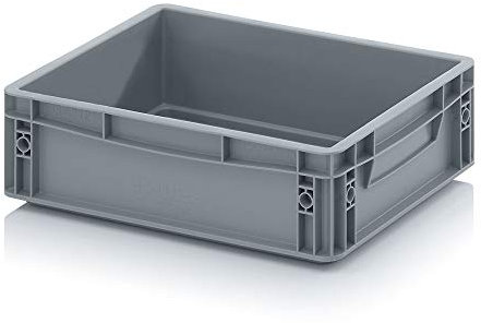 Auer Packaging Contenitore euro 40x30x12 cm, impilabile, scatola di plastica grigia per auto, scaffali, camper, magazzini, artigianato, fai da te