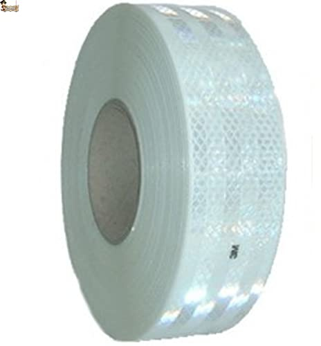 BricoLoco.com 3 M V23 godkänd självhäftande reflekterande tejp för lastbil, motorcykel, cykel. bredd 51 mm. Röd, gul eller vit Signalband, varning. (10 mts. x 51 mm