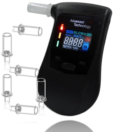 iBACheck Breathalyzer Rechargeable Battery & pre-Alert Function, 10 Memories Plus 12pcs Mouthpieces & can Last 200 Tests After Fully Charged. 4 Default Unit Setting (Multicoloured)
