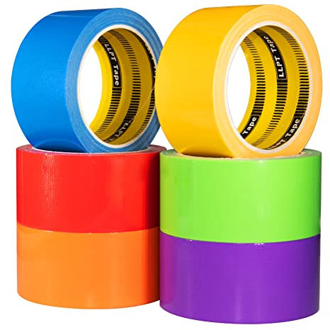 LLPT 6 Pack Rainbow Duct Tape | Assorted Colors - Blue Purple Yellow Green Orange Red | Fabric Gaffer Tape (DT506) | 50MM x 14M