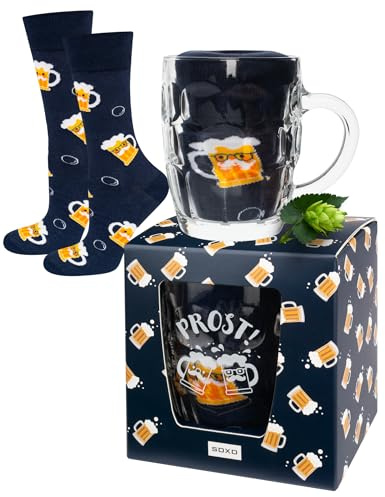 soxo Cerveza Regalo - Calcetines Hombre & Jarra & Abridor Botellas 40-45