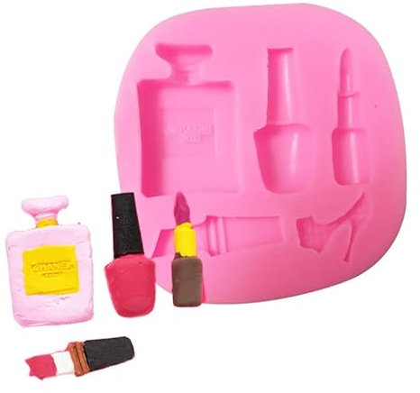 Moldes Tartas Silicona 5 Piezas De Repostería, Lápiz Labial, Perfume, Tacones Altos Y Otras Herramientas De Maquillaje, Moldes De Modelado, Moldes De Silicona De Fondant De Chocolate
