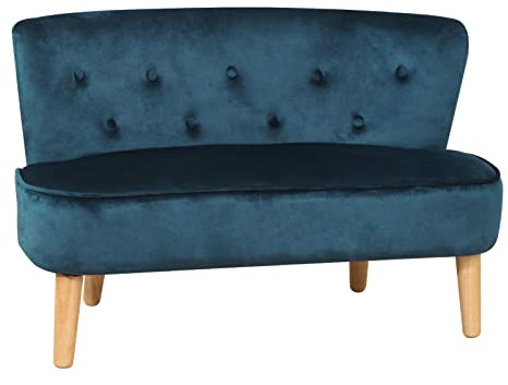PWTJ Kids Sofa & Couch, Soft Velvet Upholstered, Stylish for Children's Room Decor, Perfect for Small Spaces - Play Couch for Toddlers 1-3 (Blue)